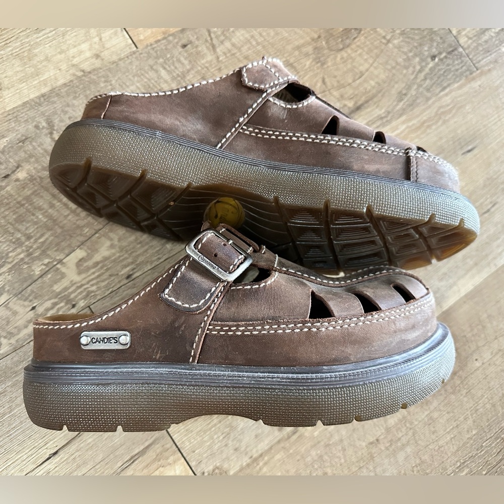 Candie's Vintage Y2K 90s Fisherman Gladiator Chunky Platform Sandals brown 6.5